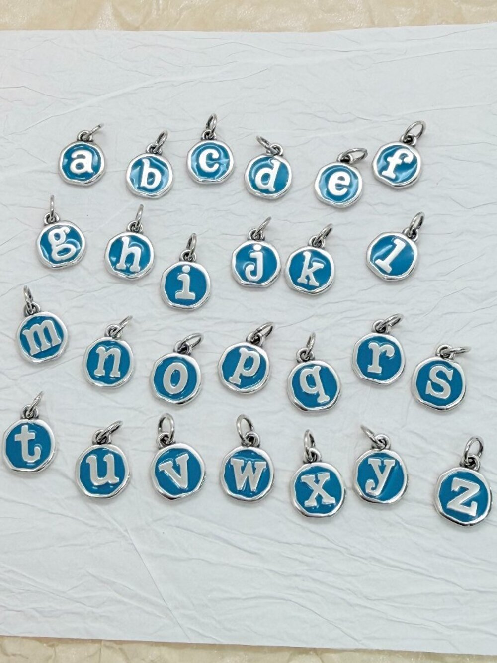 James Avery Enamel Blue Initial Disc Charm Sterling Silver Letter Charm